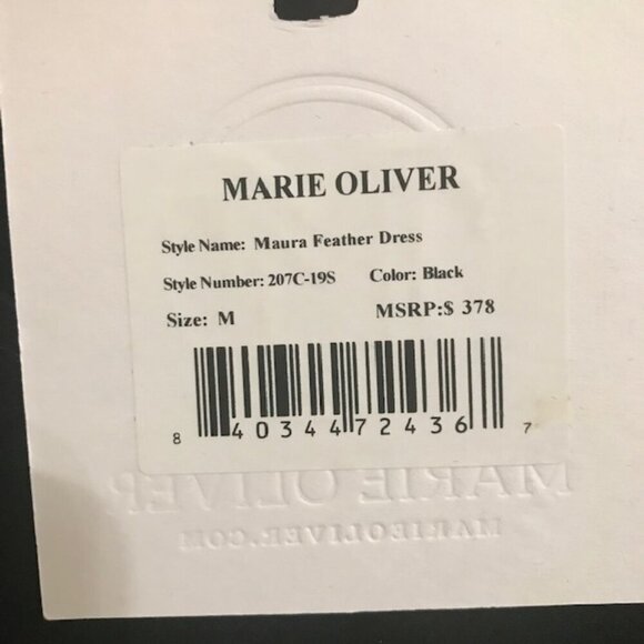 NWT Marie Oliver Women's Maura Feather V-Neck Dress 100% Silk - Black - Picture 7 of 10